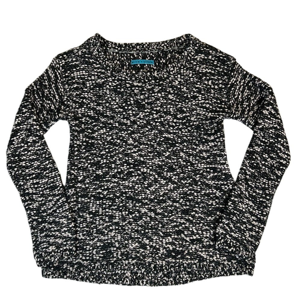 Alice + Olivia‎ Black and White Marled Knit Sweater Women's Size Small